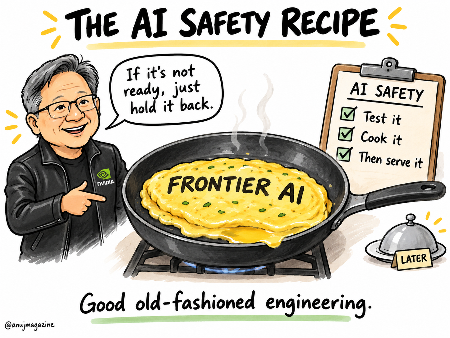 Sketchnote: Jensen Huang's AI safety omelette analogy